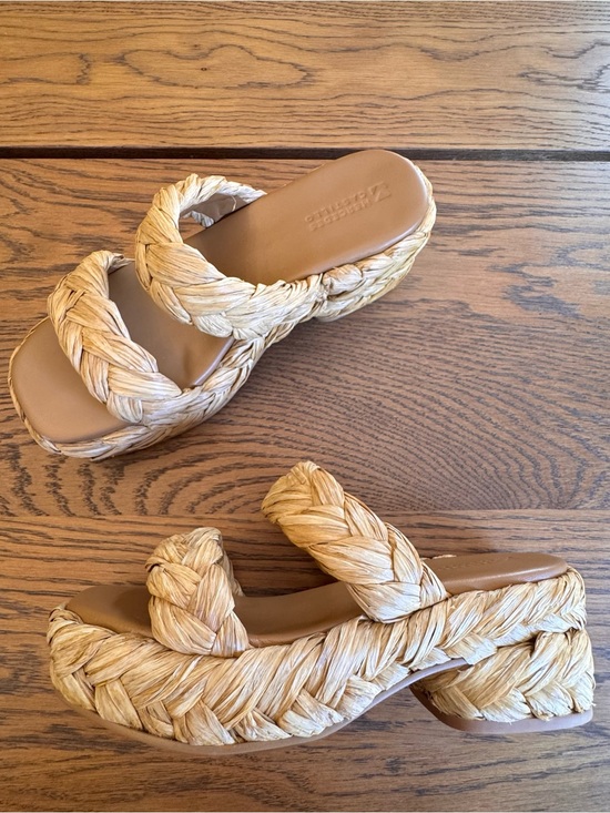 MERCEDES CASTILLO Shoes - MERCEDES CASTILLO Aurelia Two band Braided Raffia Platform Mules Natural 7 37
